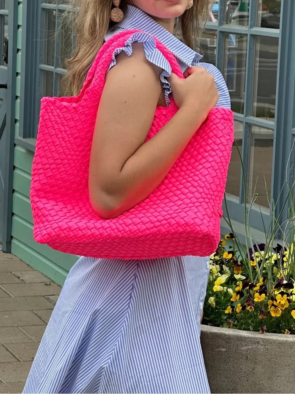 Hot Pink Woven Tote Bag - Stylish Everyday Carry